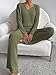 Famulily Loungewear Damen Set Schlafanzug Langarm V-Ausschnitt Nachtwäsche Lounge Set Jogginganzug Zweiteiler Outfit (L,Armeegrün)