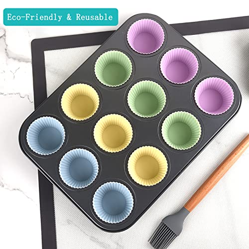 Silicone Baking Cups, 24Pcs Reusable Baking Cups Wrappers Molds For Baking , Muffin Cupcake Liners Wrappers & Dishwasher Safe (Pack Of 24) #TOP4