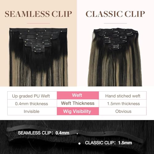 Image of GOO GOO Seamless Clip in Hair Extensions Real Human Hair Remy Extensions
