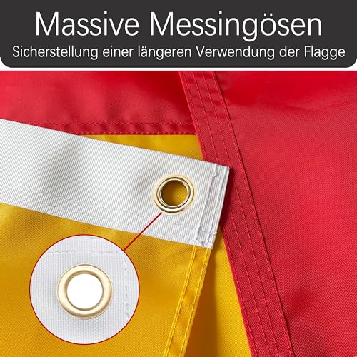 Qanmua Deutschland Flagge 90 x 150 cm, 210D Nylon 160g/m² Durable Nationalflagge Bundes und Deutschland Fahne mit Messingösen, Deutsche Flagge mit Genähten Streifen für Innen und Außen