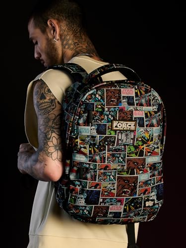 Image of The Souled Store Star wars: Iconic Black All Over Printed Polyester 22L Casual Backpacks