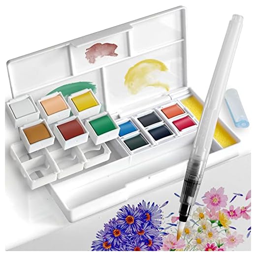 PENCILMARCH Pintura de Acuarela 12 Colores Caja Acuarelas Profesionales con Paletas para Niños, Principiantes Set De Pintura De Acuarela, Versátil Y Portátil