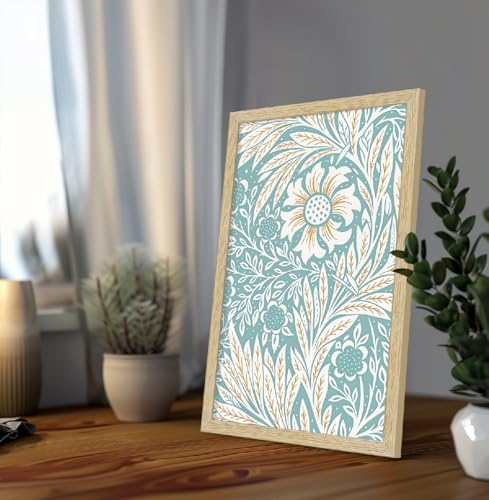 Image of ArtX Paper Floral Art Paintings with Frame for Home Decor, Madhubani Wall Paintings for Living Room, Multicolor, Natural Wood Color Frames, Set of 2