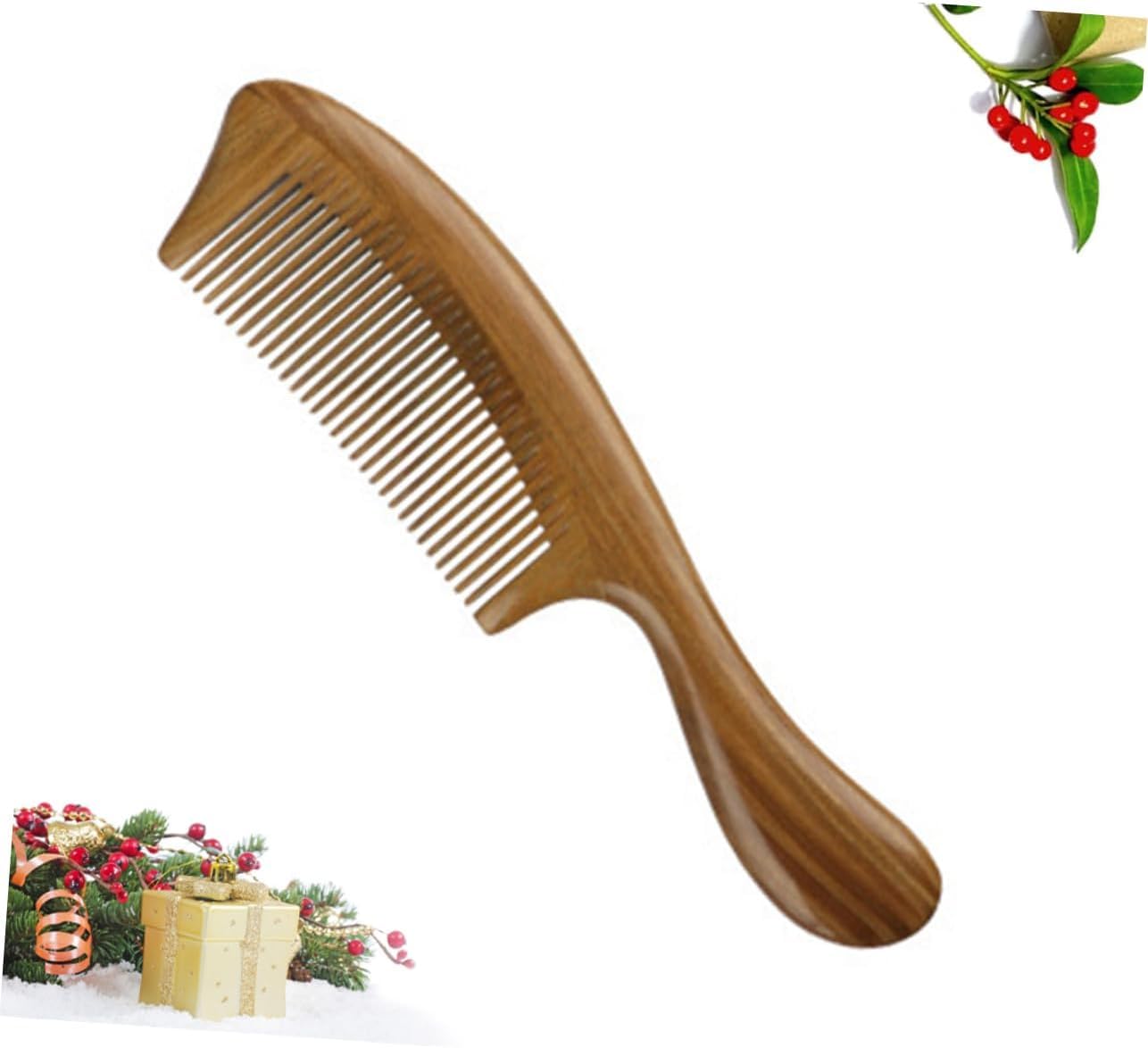 Drewniany grzebień, Drewniany grzebień z drzewa sandałowego Bambusowy fryzjerski(Light Brownx2pcs,22 * 5.6 * 1)