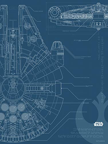 Komar Mural de pared | Star Wars Blueprint Falcon | Habitación
