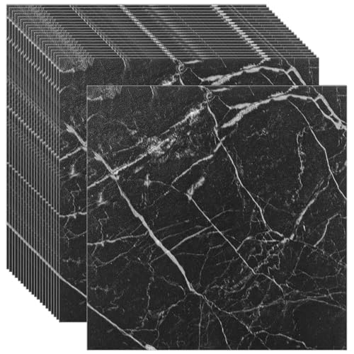 CYEER 20 rivestimenti per pavimenti in PVC, autoadesivi, 2,5 mm, 30 x 30 cm, per cucina, soggiorno, bagno (nero)