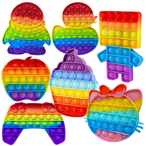 Toyshine Pack of 7 – Ice Cream, Kitty, Gamepad, Apple, Duck, Robot, Fat Man – Fidget Popping Sounds Toy, BPA Free Silicone, Push Bubbles Toy for Autism Stress Reliever, Sensory Toy Pop It Toy Toy Review India (Iknoor World )