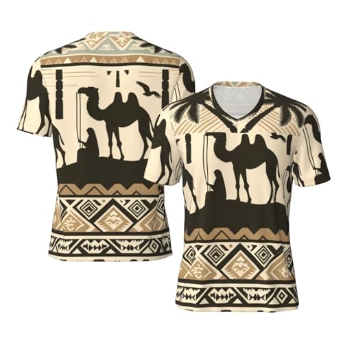 Stylish Athletic Sports Jersey African-Palm-Trees-Camels Men's Rugby Jersey Xx-Large