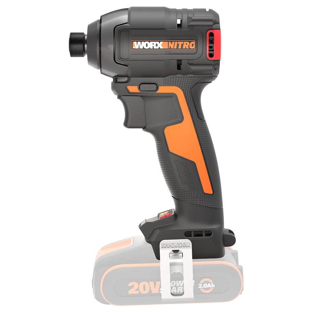 WORX Nitro WX265.9 Avvitatore a percussione a batteria 20 V, potente motore brushless, 3 livelli di velocità e 2 modalità, leggero e compatto, solo utensile