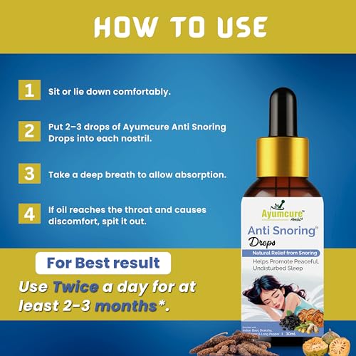 Image of Ayumcure Anti Snoring Drops 30ML| Herbal Nasal Drops for Snoring Relief & Better Sleep | With Indian Bael, Draksha, Dry Ginger & Long Pepper | Improves Breathing | 100% Natural for Men & Women ( pack of 2 )
