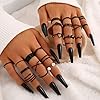 FAXHION-Gold-Knuckle-Rings-Set-for-Women-Snake-Chain-Stacking-Ring-Vintage-BOHO-Midi-Rings-SIze-Mixed FAXHION Gold Knuckle Rings Set for Women Snake Chain Stacking Ring Vintage BOHO Midi Rings SIze Mixed