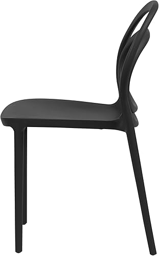 Miniatura 6 de CozyBlock Luna - Silla de comedor apilable con diseño moderno de madera curvada para interiores y exteriores, juego de 2 (color negro)