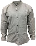 SHOPOHOLIC FASHION Herrem Streifen Hippie Großvater Shirt - helles schwarz, Large