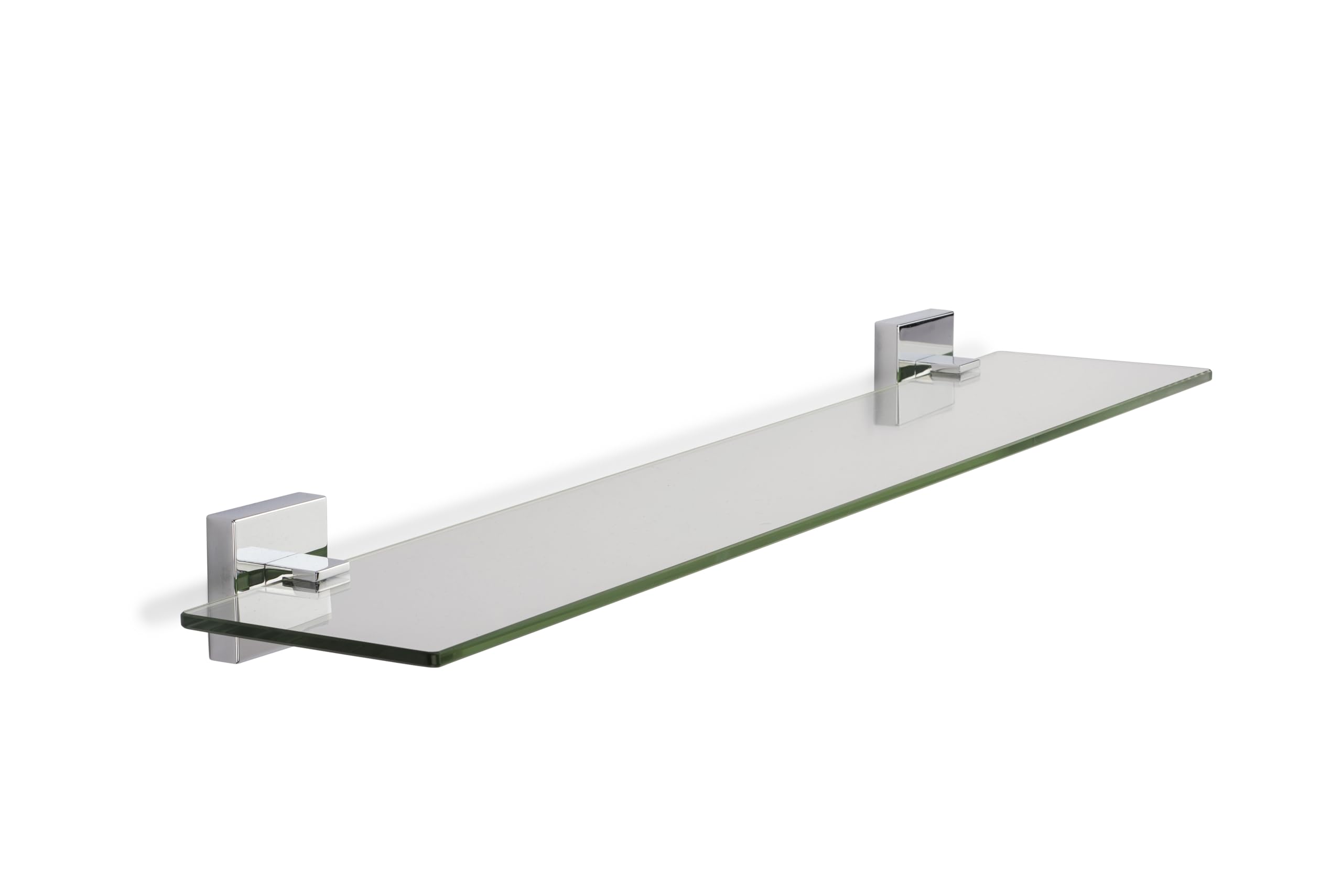 Croydex Chrome Flexi-Fix Easy To Fit Cheadle Plated Square Design Glass Shelf