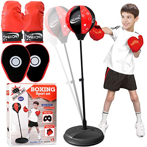Punching Bag for Kids & Adults,Boxing Set Includes Kids Boxing Gloves and Punching Bag, Standing Base with Adjustable Stand + Hand Pump - Top Gifting Idea for Boys and Girls Ages 3 - 18