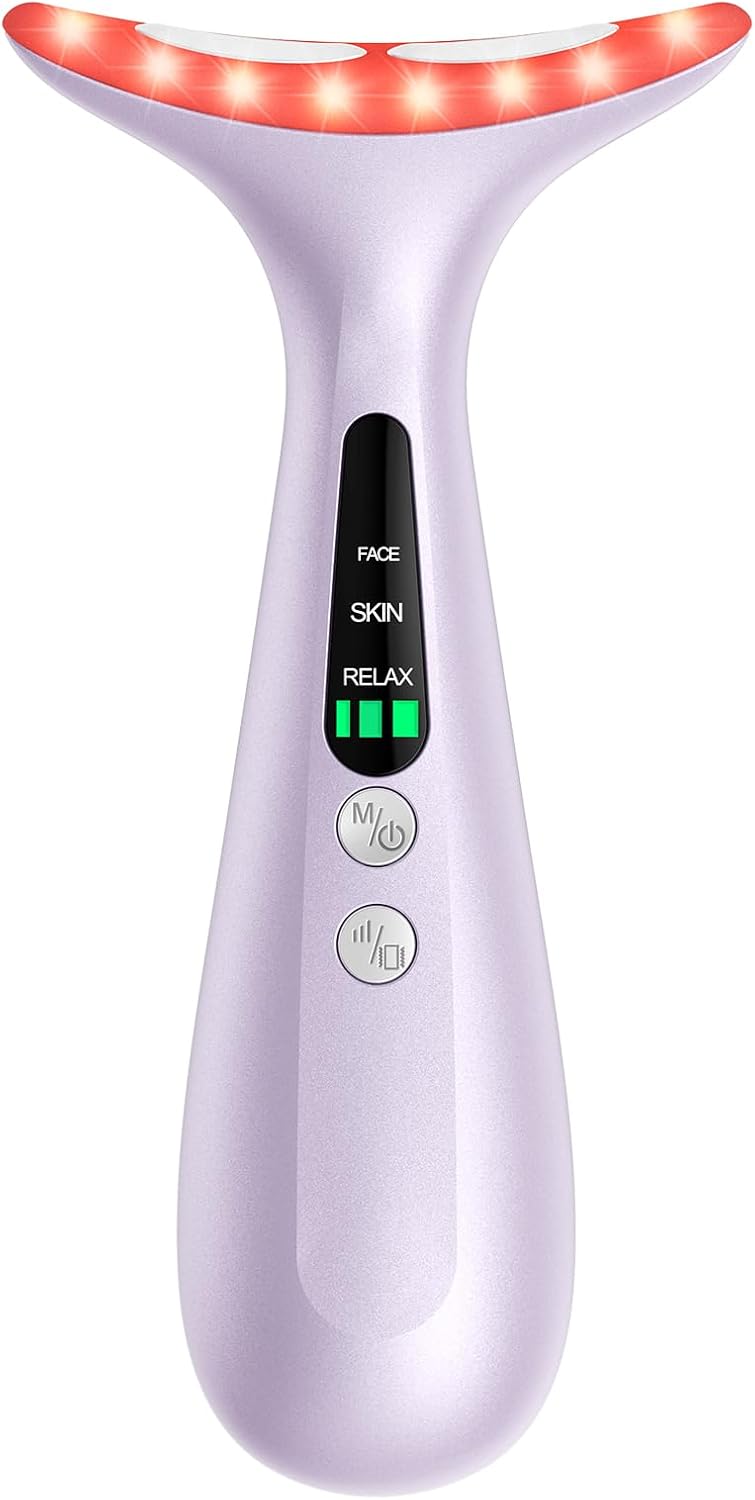 Facial and Neck Massager for Face, Neck – Skin Lifting & Firming – Wrinkle & Dark Circle Reducer – at Home Skin Care Face Sculpting Tool and Neck Massager-Pastel Purple