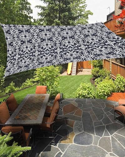 Boanket Sun Shade Sail 6.5' x 10', Geometric UV Block Sun Sails Shades, Black and White Modern Geometric Abstract Shade Cloth for Patio Deck Terrace Garden Lawns Beach Backyard