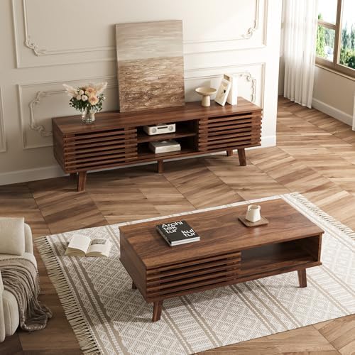 MAISONARIA Living Room Table Sets of 2, Mid Century Coffee Table ...