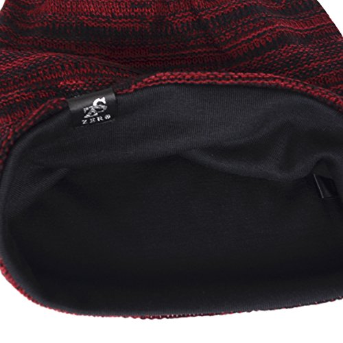 Hisshe Men Oversize Skull Slouch Beanie Large Skullcap Knit Hat (Claret) #TOP1