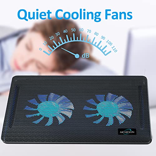 AICHESON-Laptop-Cooling-Pad-2-1000RPM-Fans-Portable-Computer-Cooler-Blue-LEDs-S007