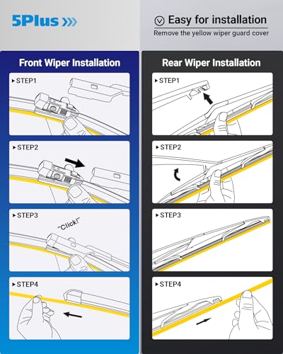 Image of Wipers Replacement for Ford Fiesta 2009-2019 Windshield Wiper Blades,26 inch+15 inch Windshield Wipers with 12 inch Rear Wiper Blade - Factory Fit & All-Season OEM Quality (Pack of 3)