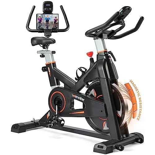 Exercise Bike, WENOKER Indoor Cycling Bike/Brake Pad Stationary Bike for Home, Indoor Bike with Silent Belt Drive, Heavy Flywheel, Comfortable Seat Cushion and Upgraded LCD Monitor