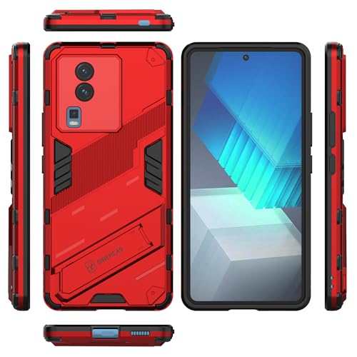 Image of Back Case Cover Compatible for Iqoo Neo 7 Pro 5G, Iqoo Neo 7 5G | 360 Degree Protection | Camera Protection | Kickstand Case | Shockprof Case | (red)