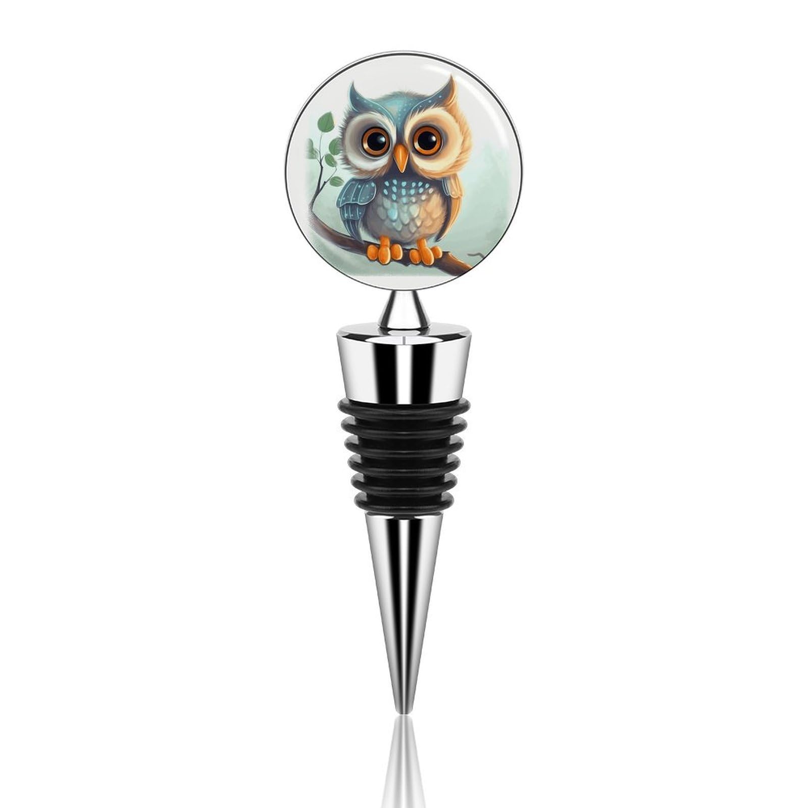 Bouchon de vin hibou en alliage de zinc et silicone pour conservation de bouteilles