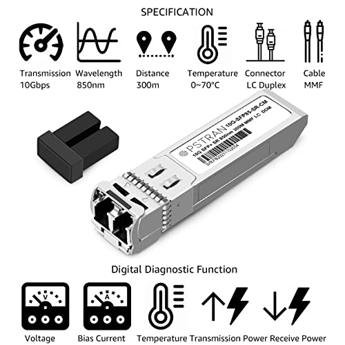 Image of 10GBASE-SR SFP+ Optical Transceiver Module Compatible for Cisco Meraki MA-SFP-10GB-SR 10Gbps 850nm 300m DDM Duplex LC MMF 10 Pack