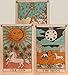 Tarot Flag Tapestry - The Sun, The Moon and The Star - Bohemian Cotton Printed Hand Made Wall Hanging Tapestries with Steel Grommets, Beige, Pack of 3