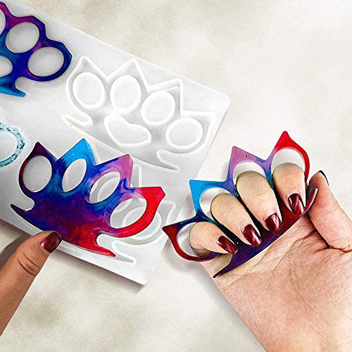 Knuckles Silicone Mold, 4 Brass Knuckles Shape Silicone MoldsReusable DIY Craft Epoxy Resin Mold Holder for Handmade Jewelry Crafts, Key Chain, Decoration - Thumbnail 6