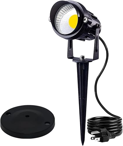 HANNAHONG Foco para exteriores de 5 W AC120V, luz LED COB blanca cálida para paisaje, interior y exterior, bandera de casa, patio, árbol, jardín,