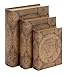 Bellaa Beautifully Designed Wood Leather Book Box, Set of 3