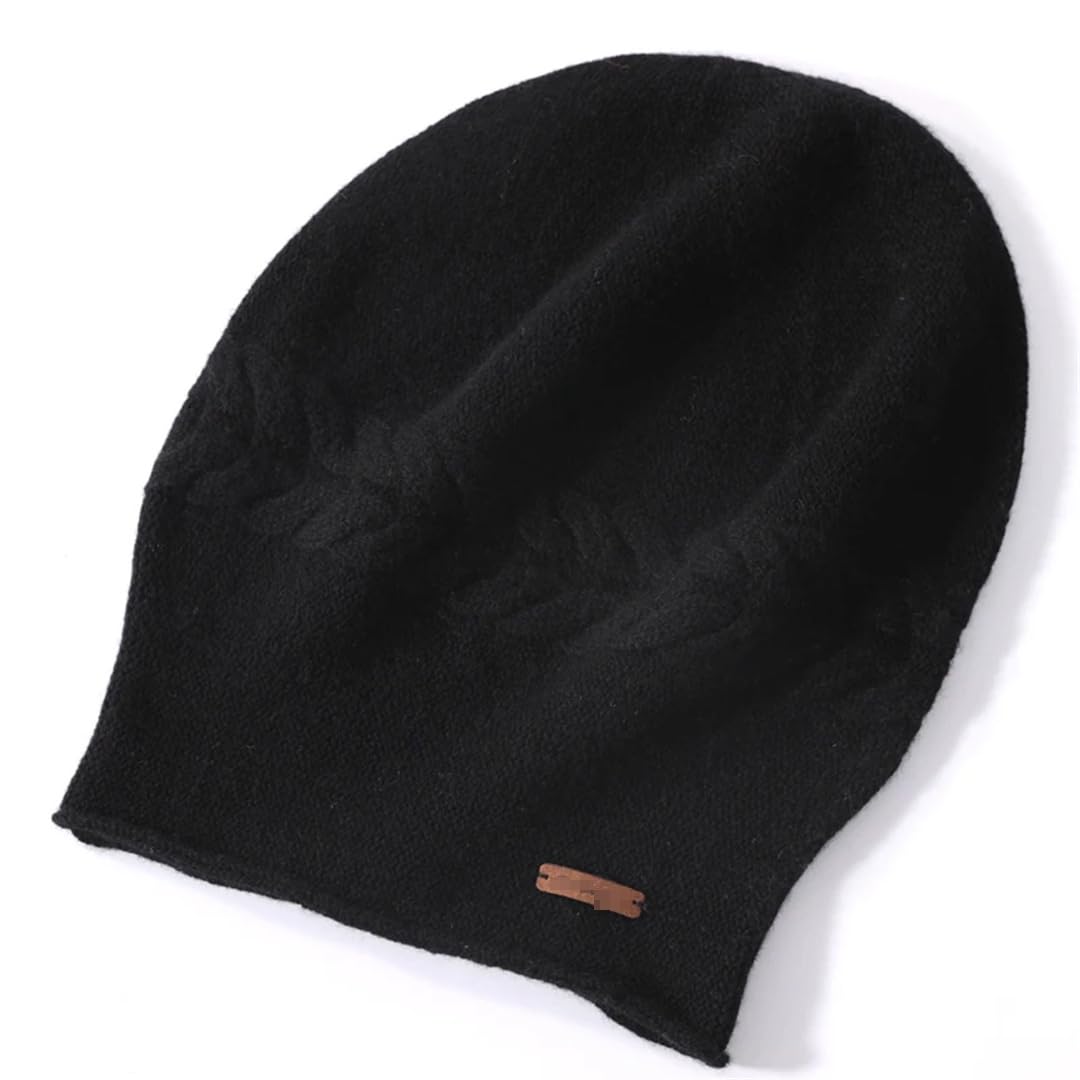 Gorros 100% De Cachemira Pura Para Mujer, Gorros De Invierno Tejidos Con Giro Sólido, Cálidos Y Suaves, Gorros Holgados Con Protección Para Las Orejas, Gorro