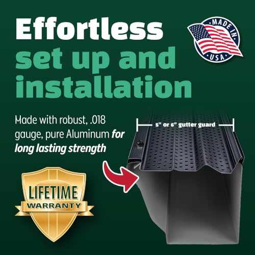 Image of A-M Gutter Guard 6 inch x 200 Ft Black Aluminum, Leaf & Debris Protection, DIY
