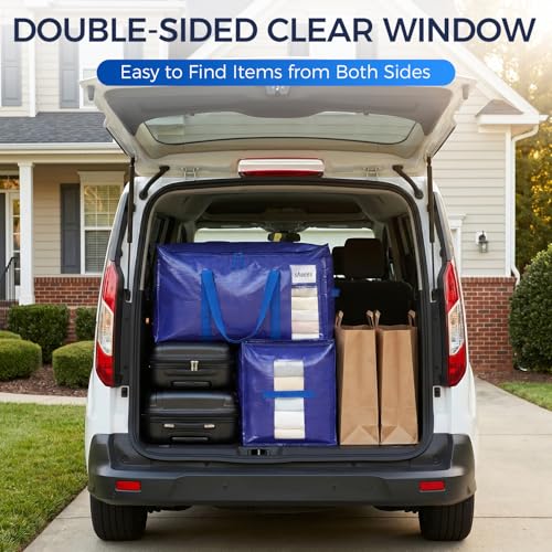 Image of BAGAIL Heavy Duty Moving Bags with Strong Handle, Extra Large Moving Boxes, Storage Tote for Clothes, College Moving Supplies(Blue, 8 Pack)