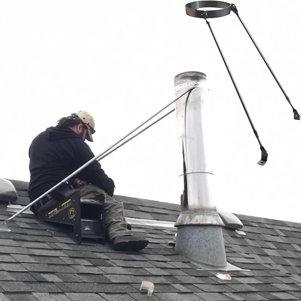 Uchwyt Rury Kominowej - Obejma Ścienna Nierdzewna | Uchwyt ze stali nierdzewnej do rury kominowej, regulowany od 3" do 12"(160mm)