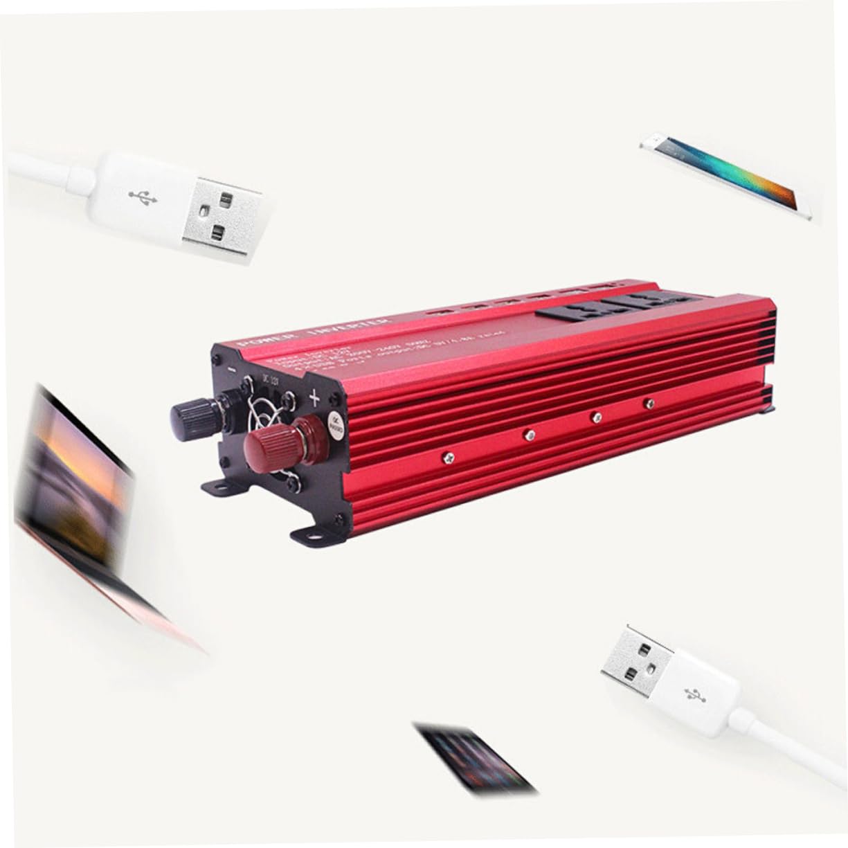iplusmile Ventilador Inteligente y Aleación Resistente para Coche Inversor 2000w de Corriente Convertidor de 12v DC a 220v Adecuado para Vehículos y Camping