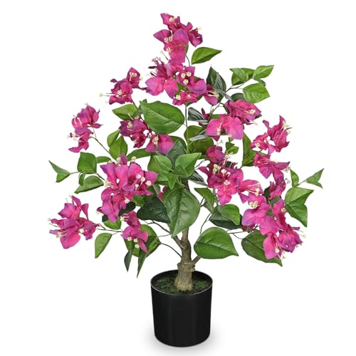 Arborus Flores artificiales en maceta, flores artificiales como reales en maceta, flores moradas, plantas artificiales para decoración de interiores, oficina, cocina, casa, habitación, mesa,