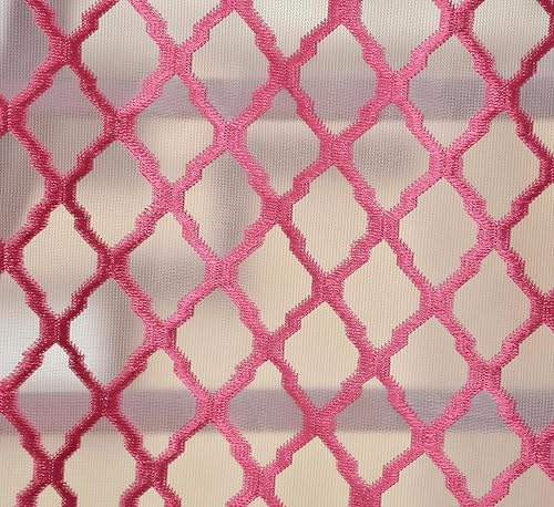 Image of Sheer Net Semi Transparent Home Decor Curtains for Living Room, Balcony Doors and Windows Panel, Parda, Eyelets Hanging, Pink, 1 Piece, 4 x 9 Feet
