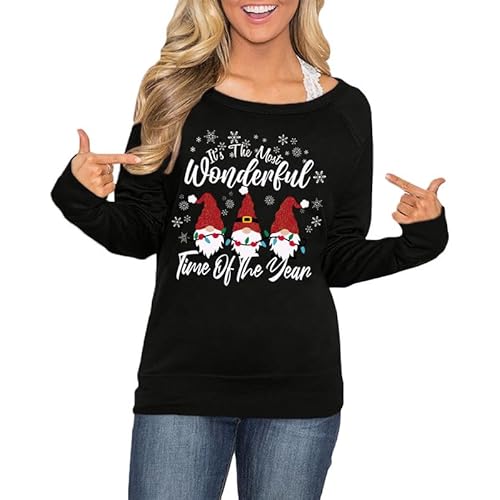 Spadehill Christmas Womens Long Sleeves Crewneck Cotton Sweatshirt
