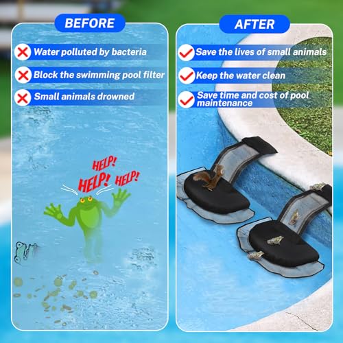 Ausstiegshilfe Pool für Tiere, dellyy Pool Ausstiegshilfe Tiere, Schwimmende Rampe Rettungen, Tierrampe Kleintier Swimming Fluchtrampe (Black,2 Stück)