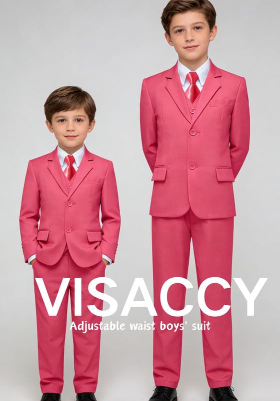 Image of Visaccy Boys Formal Suit Slim Fit Tuxedo Suits for Kids Ring Bearer Outfit