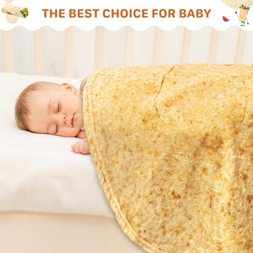 Image of Lhedon Tortilla Baby Blanket 285GSM Soft Flannel Swaddle Wrap | Newborn gifts, baby shower, boys girls, 0-3 6-9 months, wearable wrap, cozy nursery, funny food theme