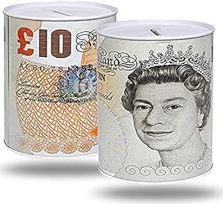 50 Pound Notes Design Money Tin Box, Money Saving Tin Multicolor Coin Tin, Money Can, Cash Tin, Savings Tin, Birthday, Holiday and Christmas Fund (Size Large)