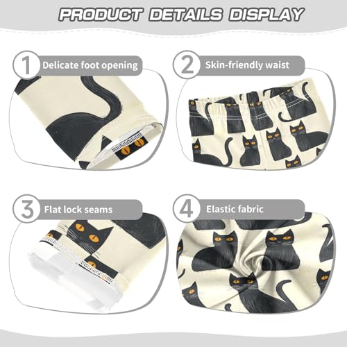 Girls Leggings Black Cat Animals Soft Toddler Leggings for Girls Kids Pants Size 4T-10T3