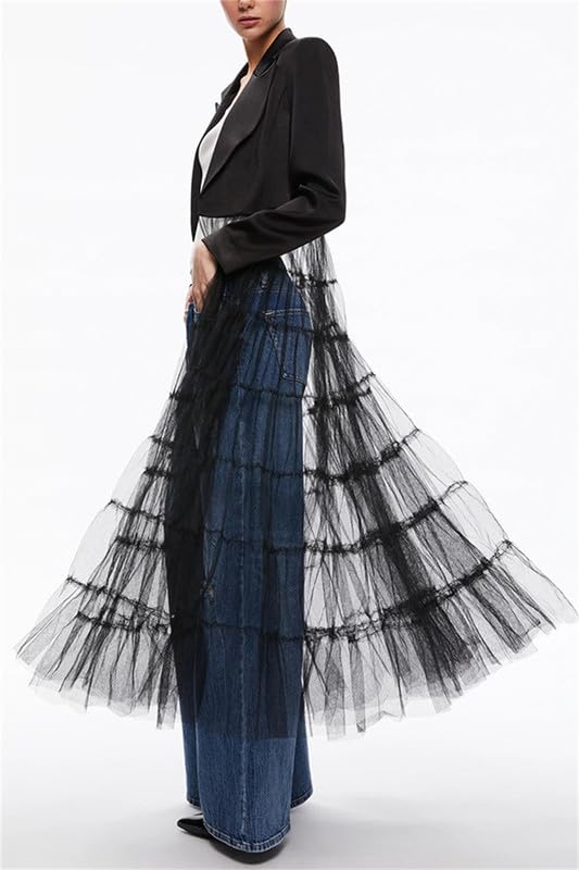 VIVICOLOR Women Satin Crop Blazers Dress Mesh Sheer Jacket Cardigan with Swing Wedding Party Prom Jacket Dresses3