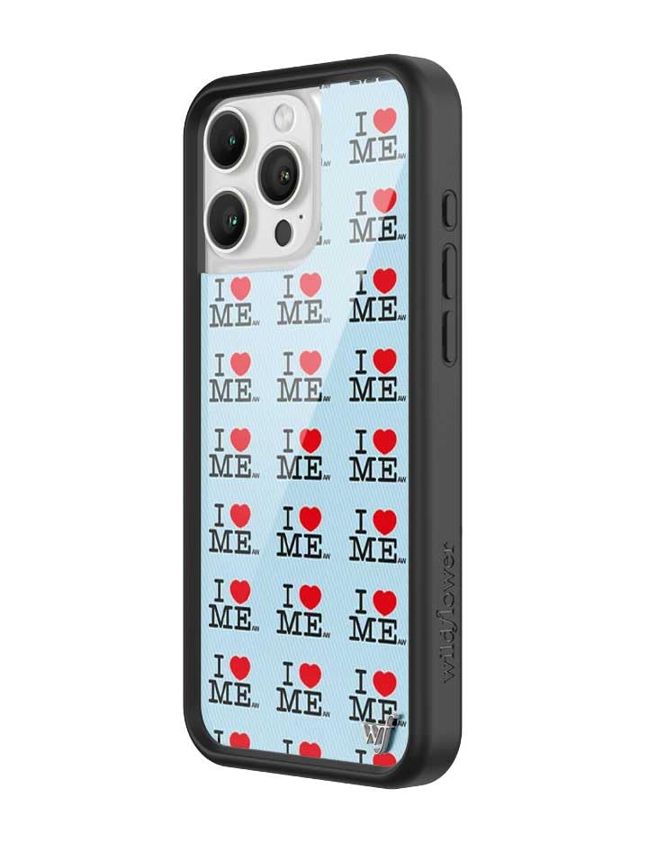 Image of Wildflower Cases - Compatible with iPhone 16 Pro Max | Protective Black Bumper, 4ft Drop Test Certified, Women Owned Small Business | Hearts Red Black Dainty Aesthetic Trendy Cute | I Heart Me - Blue