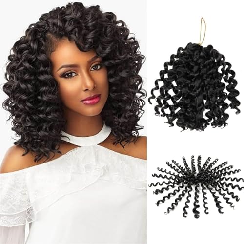 QUEENTAS 3Packs Jamaican Crochet Hair for Women Water Wave Faux Locs Crochet Hair Extensions Braiding Hair 36 Roots (8inch,#1B)