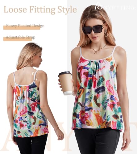 Image of Camisoles for Women with Built in Bra Adjustable Strap Tank Tops Cami Sleeveless Summer Tops for Workout Sleeping Traveling